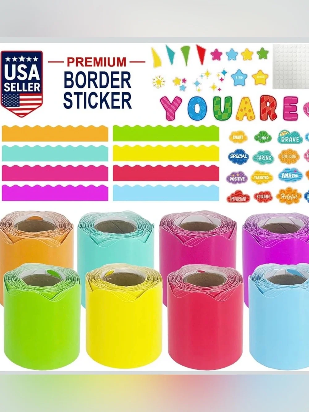 8 rolls 262.4 ft colorful bulletin board border for classroom school office